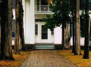 Front walk and entrance of Rowan Oak, the home of Nobel laureate and American novelist William Faulkner in Oxford, Mississippi. It is now owned and maintained by the University of Mississippi as a museum. One of the oldest structures in Oxford, this