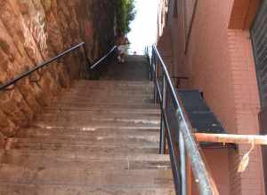 Looking up the Exorcist steps in Georgetown.