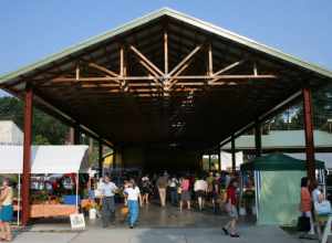 Durham Farmers' Market in the Durham Central Park Pavilion in Durham, North Carolina.