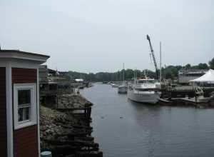 Looking south down the Kennebunk River from Dock Square, Kennebunkport, Maine.