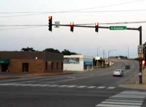 US 64 in downtown Russellville, AR. This is at the Highway 7 intersection