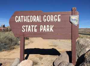 Sign at the entrance to Cathedral Gorge State Park, Nevada