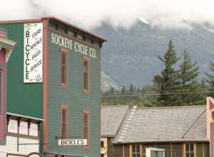 Original caption "The Town Bike Shop".  Sockeye Cycle has a store in Haines too.