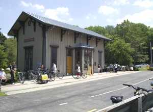 The Little Miami Scenic Trail (Greene County Corridor) at Yellow Springs Station in Yellow Springs, Ohio.