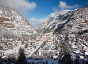 Ouray, CO after an overnight light snow storm.
