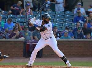 Courtney Hawkins bats for the Lexington Legends during a game at Whitaker Bank Ballpark in Lexington, KY on June 26, 2021