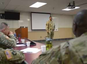 The Soldiers of the 34th Red Bull Infantry Division had a unique opportunity to speak with one of the U.S. Army’s five Muslim chaplains April 7-10, 2017. U.S. Army Chaplain (Lt. Col.) Khallid Shabazz, I Corps deputy command chaplain, travelled from