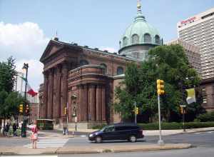 Cathedral Basilica of SS Peter and Paul, Benjamin Franklin Parkway, Philadelphia, Completed 1846-54, designed by Napoleon LeBrun, from original plans by the Reverend Mariano Muller and the Reverend John B. Tornatore, with the dome and Palladian