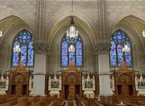 The interior of the Cathedral Basilica of the Sacred Heart in Newark, New Jersey.