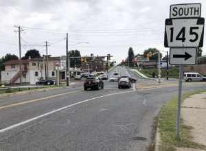 View south along Pennsylvania State Route 145 (Susquehanna Street) just north of Fourth Street in Allentown, Lehigh County, Pennsylvania