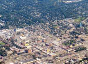 Aerial view of Hempstead, New York in July 2019