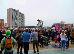 Folks in Norfolk, Virginia gathering for the Women's March.