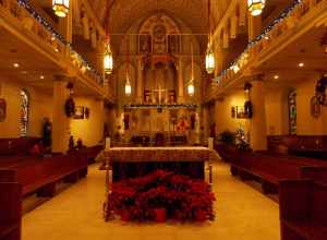 The interior of the Cathedral Basilica of Our Lady of Peace in Honolulu, Hawaii.