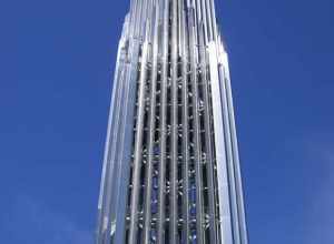 Looking up the spire of the Crystal Cathedral in Garden Grove (near Anaheim/Los Angeles).