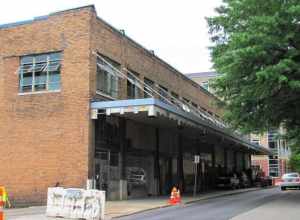 Facade of the NRHP-listed Daylight Building in Knoxville, Tennessee, USA.  This building housed engineering staff offices for the Tennessee Valley Authority from the 1930s until the 1990s.