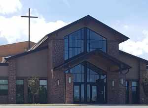 Entrance to Saint Jude Catholic Church in Lakewood Colorado