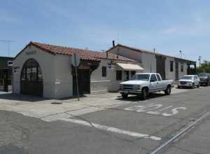 The former Turlock freight house of the Tidewater Southern Railway, seen in May 2022