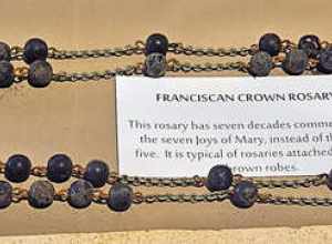 Franciscan crown rosary from the 18 century California Mission period. On display at Mission San Luis Rey, Oceanside, California, USA.