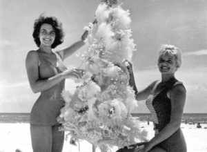 Local call number: C620159
Title: Meriam De Shazo and Kenna Morris modeling with a Christmas Tree on Pensacola Beach
Date: August 1962
Photographer: Jim Stokes
Physical descrip: 1 photoprint - b&amp;w - 2 x 2 in.
Series Title: Department of Commerce