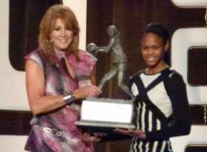 Moriah Jefferson receiving Nancy Lieberman Award at the 2015 WBCA Awards Show