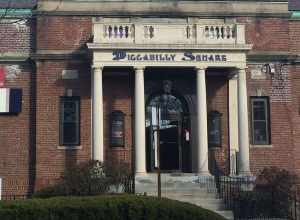 Piccadilly Square in the Newton Centre village Newton, Massachusetts.