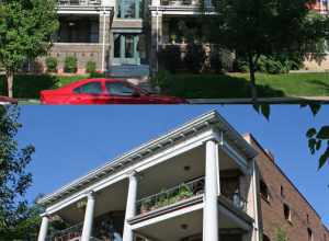 The Ray Apartments Buildings, located at 1550 (top) and 1560 (bottom) Ogden Street in Denver, Colorado. Jointly, the two buildings are listed on the National Register of Historic Places in Denver.