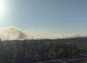 Smoke from both the Rye Fire and Thomas Fire as seen on December 5, 2017 from Santa Clarita, CA