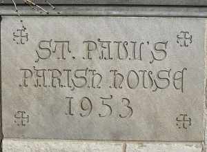 Cornerstone for St. Paul's Episcopal Church Parish House in Muskegon, Michigan