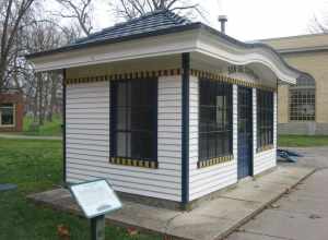 Comprehensive view of a former Sunoco gas station at Carillon Historical Park in Dayton, Ohio, United States.  Built in 1924 at the intersection of Brown and Warren Streets in Dayton, it was moved to its current location in 1982.
