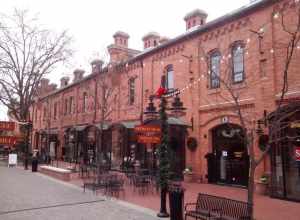 Yuille Warehouse, decorated for Christmas, in Durham, North Carolina.