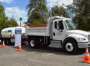 Santa Margarita Water District (SMWD) truck with a water trailer at Patriot Day 2014 - Rancho Santa Margarita, California.