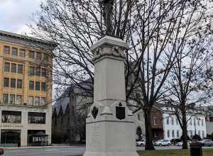 A view of the Civil War Memorial in Park Square, Pittfield, Massachusetts, USA.
