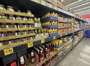 Condiment aisle at Grocery Outlet, Petaluma, California