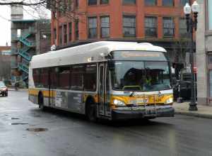 MBTA route 429 bus on Union Street in Lynn in December 2023