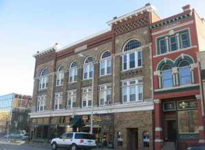 Front of the Odd Fellows Building, located at 200-204 W. Third Street in Owensboro, Kentucky, United States.  Built in 1890, it is listed on the National Register of Historic Places, and it is part of a Register-listed historic district, the