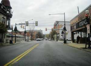 Photo of northbound Pennsylvania Route 412 (westbound East 3rd Street) in downtown Bethlehem, Pennsylvania. Photo taken looking west before Webster Street within the South Bethlehem Downtown Historic District.