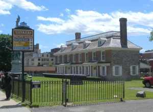Looking southwest from Wharburton Avenue at Philipse Manor on a sunny early afternoon.