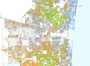 Map of the distribution of races and ethnicities in US cities, inspired by similar maps created by Dustin Cable and others.
Blue is White, Green is Black, Red is Asian, Orange is Hispanic, Purple is Multiracial, and Brown is Native American/Other.