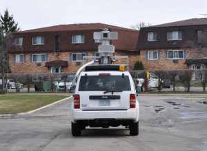 Street mapping vehicle in Palatine, Illinois, USA.