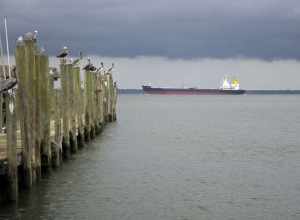 Tanker leaving Charleston harbor