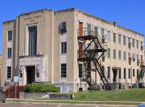 The former Victoria County jail in Victoria, Texas, United States was built in 1940. Atlee Ayres was one of the architects.
