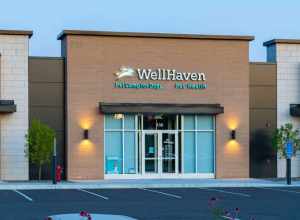 Well Haven Pet Health and Pet Camp Woodbury, an animal veterinary hospital chain with a dog daycare service, at 700 Commons Drive in Woodbury, Minnesota.
