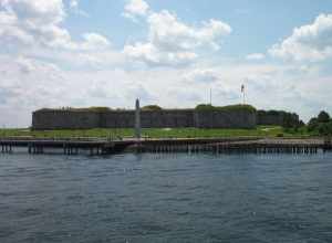 Fort Independence, on Castle Island, in the harbor approaches to Boston, Massachusetts. For more information see the Wikipedia article w:en:Castle Island.