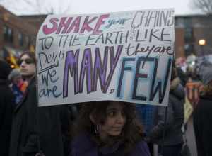 Minneapolis, Minnesota
January 20, 2017
About 3000 people marched through Minneapolis to protest the inauguration of Republican President Donald Trump. The people gathered in south Minneapolis and then marched downtown to City Hall. They criticized