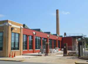 Western side of the May Hosiery Mills Knitting Mill (now an apartment building), located at 612 S. Main Street in Burlington, North Carolina, United States.  Built in 1928, it is listed on the National Register of Historic Places.