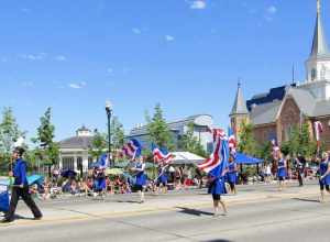 Marching band for Pleasant Grove High School at Provo's Independence Day parade.
