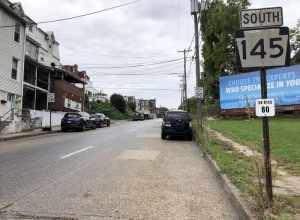 View south along Pennsylvania State Route 145 (Sixth Street) just south of Lehigh Street in Allentown, Lehigh County, Pennsylvania