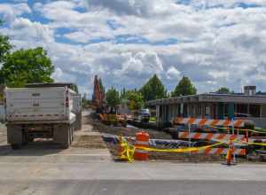 Street repairs on A Street in Springfield, Oregon