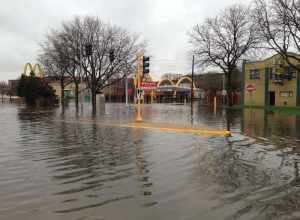 Flooding along the Des Plaines River, April 18, 2013. The Corps monitored the flooding in our region with flood teams on the ground collecting data, conducting geotechnical evaluations, and providing hydraulic analysis. That information was then
