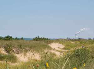 Dunes along Lake Michigan shoreline in Marquette Park, Gary, Indiana.